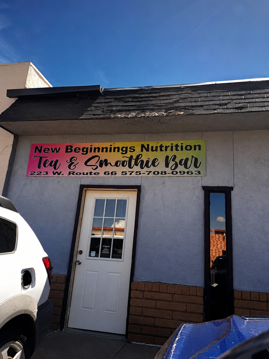 New Beginnings Nutrition Tea & Smoothie Bar storefront on Route 66 in Tucumcari, NM